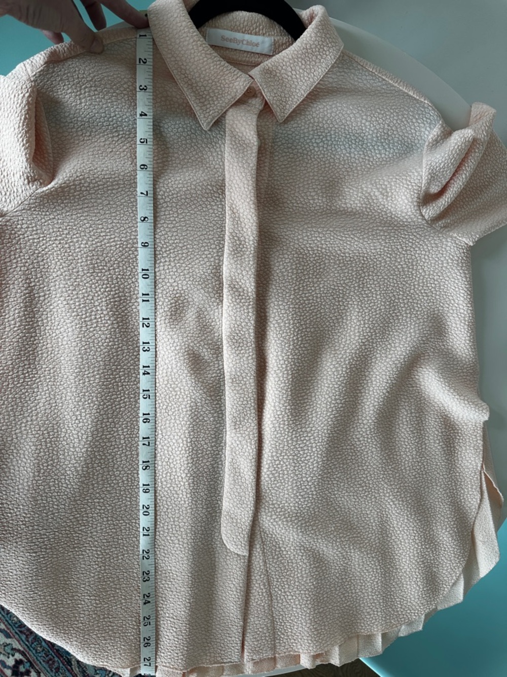 See by chloe Textured Peach Button-Up Blouse sz 40 - Picture 7 of 12